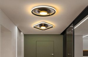 Plafonniers LED modernes pour Hall d'entrée balcon rond forme d'or noir fer éclairage goutte Plafonnier Luminaria5106547