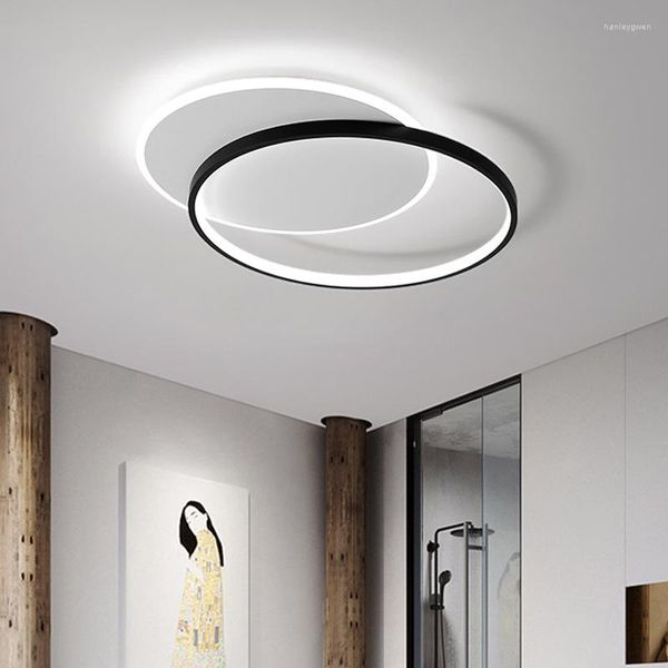 Luces de techo LED modernas para sala de estar, comedor, dormitorio, cocina, pasillo, hogar, lámparas de interior, accesorios montados en superficie en blanco y negro