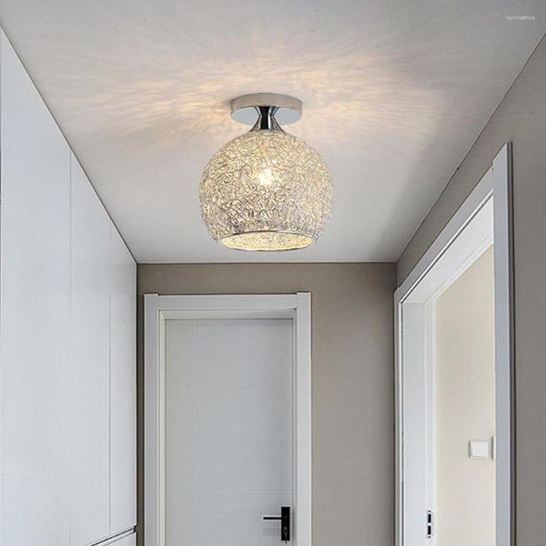 Plafonniers Moderne LED Pour Salon Couloir En Aluminium Unique Processus De Tissage Motif Abat-Jour Décor À La Maison Lampe