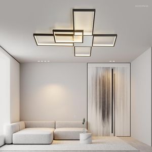 Plafondlampen moderne led voor woonkamer slaapkamer glans huisdecor dimable licht zwart/gouden lamp armaturen