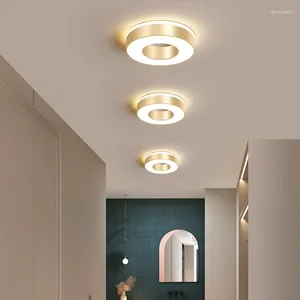 Plafondverlichting Moderne LED Gouden Licht voor Woonkamer Gang Balkon Foyer Glans Ronde Gangpad Lamp Woondecoratie Verlichtingsarmaturen