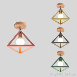 Plafonniers Moderne Led Fer Bois Triangle Lampe Carrée Décor À La Maison Luminaires Salon Chambre Salle De Bains