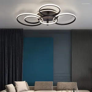 Plafonniers Lampe LED moderne Cercle Anneaux Designer pour les luminaires de chambre à coucher de salon