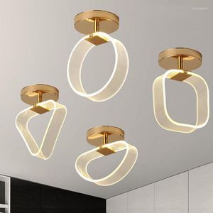 Luces de techo Lámpara LED moderna Decoración nórdica creativa para el hogar para sala de estar Pasillo Pasillo Guardarropa Lutres de oro negro