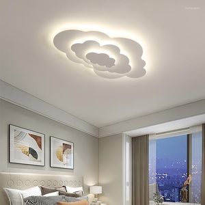 Plafondlampen moderne led -lamp voor kinderkamer slaapkamer studie dimable plafonnier baby kinderen licht wolk kroonluchter wit wit