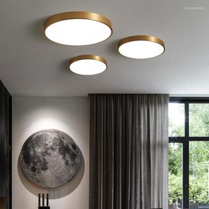 Plafondlampen moderne LED -lamp voor de slaapkamerstudieruimte keuken koper ronde binnen verlichting armaturen suspensie luminaire ontwerp