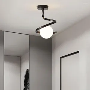 Plafonniers moderne lampe à LED intérieur boule de verre luminaire nordique vent vestiaire lumière pour la maison salle de bain couloir allée porche