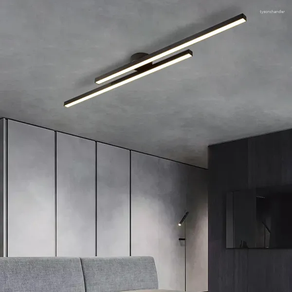 Plafonniers Lampe LED moderne Minimalisme nordique Mur de bande noir et blanc adapté à l'éclairage d'allée de chambre à coucher de salon intérieur