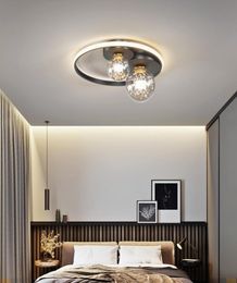 Plafond Louleurs LED moderne avec du lustre en verre rond noir Dimmable pour chambre à coucher cuisine Décoration intérieure 1370443