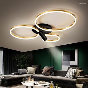 Plafondlampen modern LED -licht voor woonkamer Noordse gouden lamp met Spotlight Slaapkamer Studie binnen