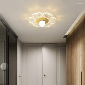 Plafonniers LED moderne lumière or balcon luminaire nordique entrée couloir porche chambre simple décor fleur luminaire lampe