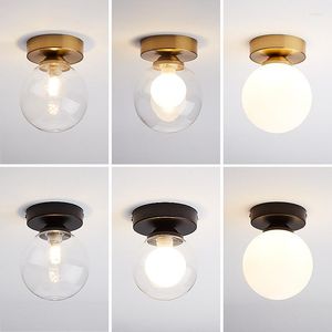 Plafondverlichting Moderne LED Licht Nordic Creatieve Ronde Dubbellaagse Glazen Bol Lamp Woonkamer Voor Home Decor Gang Armaturen