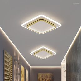 Luzes de teto modernas led luz redonda criativa dourada montagem luminária para sala de jantar sala de estudo entrada