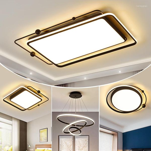 Plafonniers Moderne Led Lumière Avec Télécommande Dimmable Lampe Ronde Carré Rectangle Éclairage Pour Salon Chambre Loft Cuisine