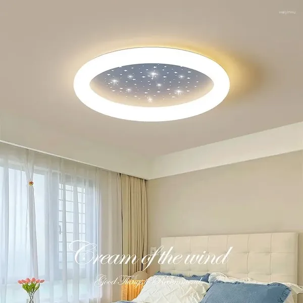 Luces de techo LED modernas Sala de estar Redonda Metal Lámpara regulable inteligente Dormitorio Montado Luminarias para el hogar Accesorios