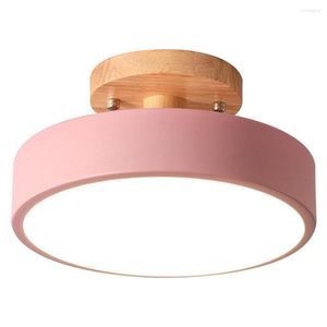 Plafonniers Moderne LED Luminaire Nordique En Bois Luminaire Intérieur Cuisine Salon Chambre Salle De Bains -Rose