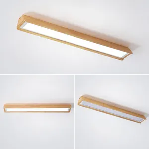 Plafondlampen moderne led met houten lampenkap voor woonkamer rechthoek houten oppervlak gemonteerd slaapkamerverlichting beboeting