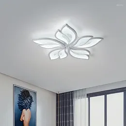 Plafondlampen modern licht 60 cm dimbare led kroonluchter spoelbevelbevel afstandsbediening acryl bladlampje voor woonkamer 60W