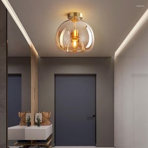 Plafondverlichting Moderne verlichting Minimalistische Scandinavische textuur LED-glaslamp Gangpad Gang Creatieve woonkamer E27