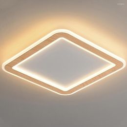 Plafonniers Moderne Salon Art Dero Carré / Rond En Bois Chambre Éclairage Intérieur Lampes Étude Luminaire Bureau