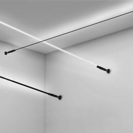 Plafondlampen moderne lange lijn LED -riem voor binnen achtergrond decor 3m 5m 7m lengte el restaurant bar lamp afstandsbediening dimmen