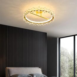 Plafonniers Moderne Lumina Fleur Cristal LED Éclairage Lampe D'or Pour Salon Chambre Décor Suspension