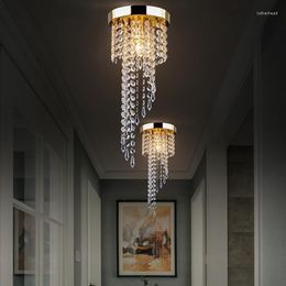Plafonniers Lustre moderne LED lustre en cristal clair luminaire pendentif lampe cristaux pour la maison allée cuisine salon