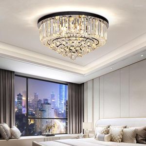 Plafondlampen moderne luxe creatieve k9 rook kristal ronde kroonluchter met metalen gouden kroonluchters cristal licht