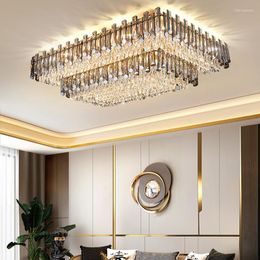 Plafonniers Lustre en cristal de luxe moderne pour salon salle à manger design cuisine rectangulaire LED lustre éclairage intérieur