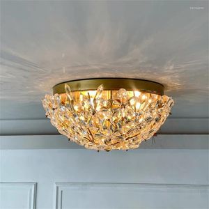 Plafondlampen moderne luxe goud bloem kristal woonkamer gang slaapkamer lamp neoklassieke Franse mantelkamer decor verlichting