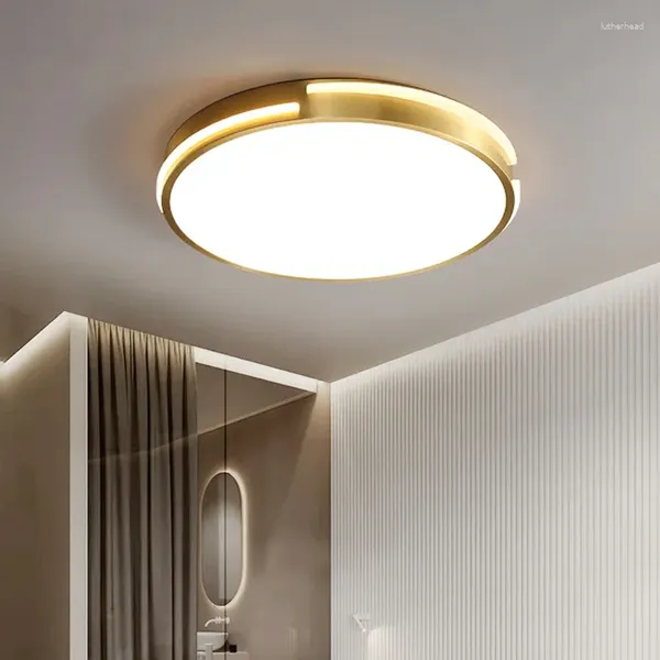 Louleurs de plafond Style de luxe moderne lampe à LED en cuivre doré pour le salon étude de la chambre couloir couloir