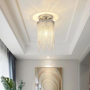 Plafondlampen moderne luxe kwasteketen kroonluchter voor foyer hal balkon balkon goud zilveren indoor verlichting armatuur home decor