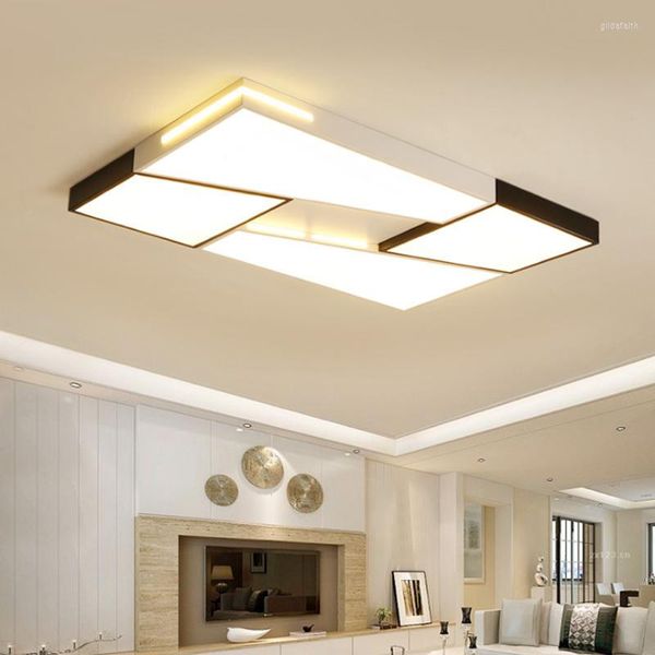 Luces de techo Lámpara LED atmosférica minimalista moderna Geométrica Hierro forjado Blanco y negro Decorativo Creativo PMAA Accesorios de iluminación