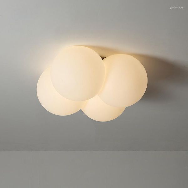 Plafonniers Moderne Minimaliste PE Blanc Nuage Boule Design Lampe LED E27 Dimmable Chambre D'enfant Étude Éclairage 420mm Luminaire