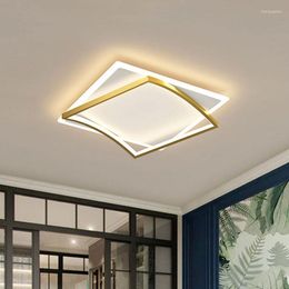 Plafonniers moderne nordique or noir carré lampe à LED éclairage pour chambre salon salle à manger étude décor à la maison intérieur intelligent
