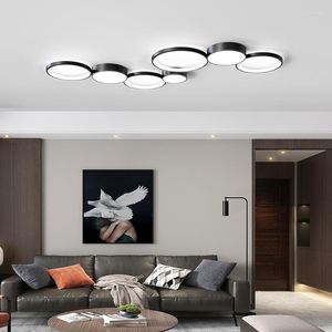 Plafondverlichting Moderne Nordic LED Woonkamer Kroonluchter Lamp Voor Slaapkamer Keuken Rond Zwart El Interieur Decoratie Verlichting