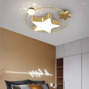 Plafondlampen moderne Noordse sterren Lamp voor kinderslaapkamer Foyer LED BLAUW ZWART KUNST Decor Apparaat Iron Acryl Light Partry