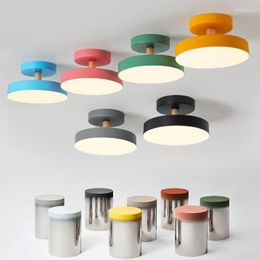 Plafonniers Moderne Nordique En Bois Macaron Coloré LED Lumière Convient Pour Salle À Manger Chambre Étude Balcon Des Enfants E27