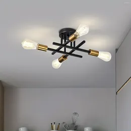 Plafondlampen moderne semi -spoelmontage lamp armatuur zwart goud 4 sputnik dicht bij kroonluchter lamp