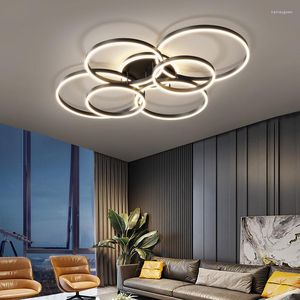 Plafondlampen moderne eenvoudige aluminium led kroonluchter voor woonkamer slaapkamer decor ring hangende verlichting acryl luxe creatief huis