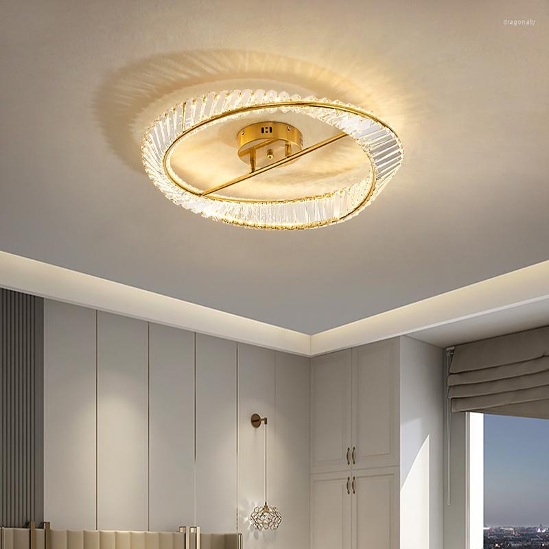 Lampki sufitowe Nowoczesne proste kryształowe lampa żyrandol do sypialni badanie Dekoracyjne oświetlenie w pomieszczeniach LED