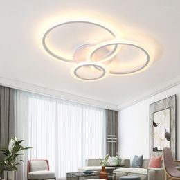 Plafondlampen moderne eenvoudige led licht eetkamer woonkamer acryl ronde ringen paneel lamp studeer slaapkamer huis witte verlichting armaturen