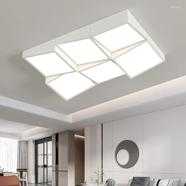 Plafonniers modernes simples salon lampe rectangulaire atmosphère 2024 chambre lumière étude intelligente minimaliste encastré LED