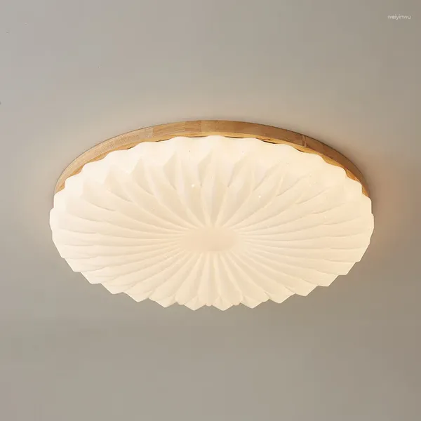 Plafonniers Moderne Simple Bois d'hévéa PVC Lampe LED Blanc Chaud Gradation Chambre Salon Couloirs Étoile Éclairage 480mm 380mm Luminaire