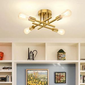 Plafondlampen moderne sputnik kroonluchter Noordse semi -spoeling mount lamp vintage home decor verlichtingsarmatuur plafonnier led