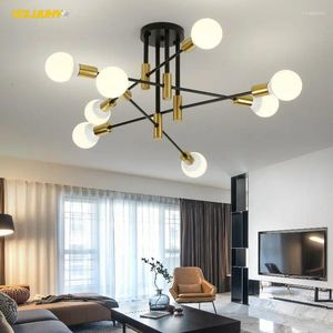 Luces de techo Modern Sputnik Creative Semi Flush Mount LED para dormitorio Sala de estar Cocina Comedor