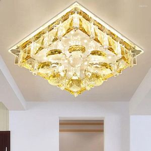 Plafonniers Moderne Carré Lampe En Cristal Maison Couloir Décor Surface Montée Entrée Allée LED Éclairage Coloré 200mm Luminaire