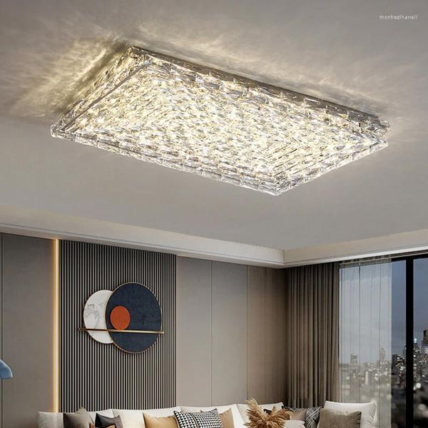 Louleurs de plafond de style moderne Crystal Design LED LED POUR LA CHAMP SOLON CUIT Villa El Square Chrome Chandelier Lumière