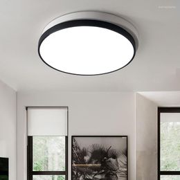 Plafondlampen moderne stijlvolle ronde cirkel dubbele lagen acryl scrub zwart/witte schaduw led licht voor woonkamer