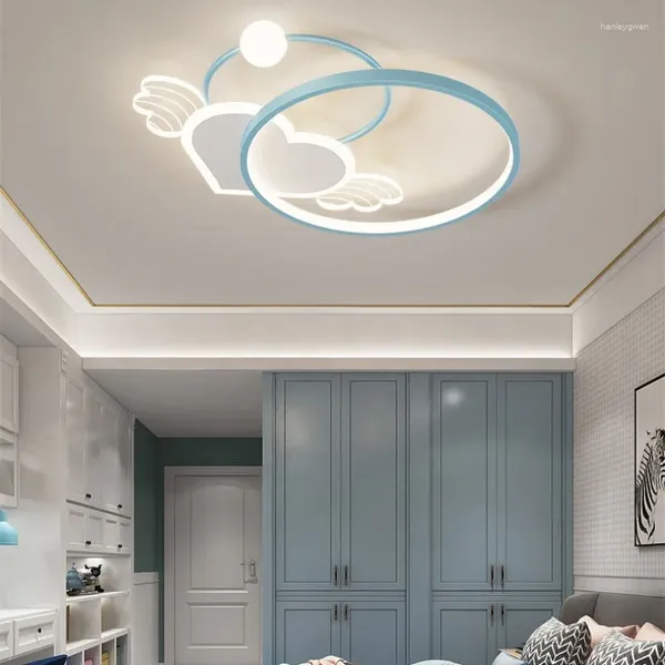 Luces de techo Luz de LED cálida moderna para la habitación de la habitación para niños Chandelier niña del amor romántico diseño de la lámpara del dormitorio del hogar del hogar del hogar del hogar